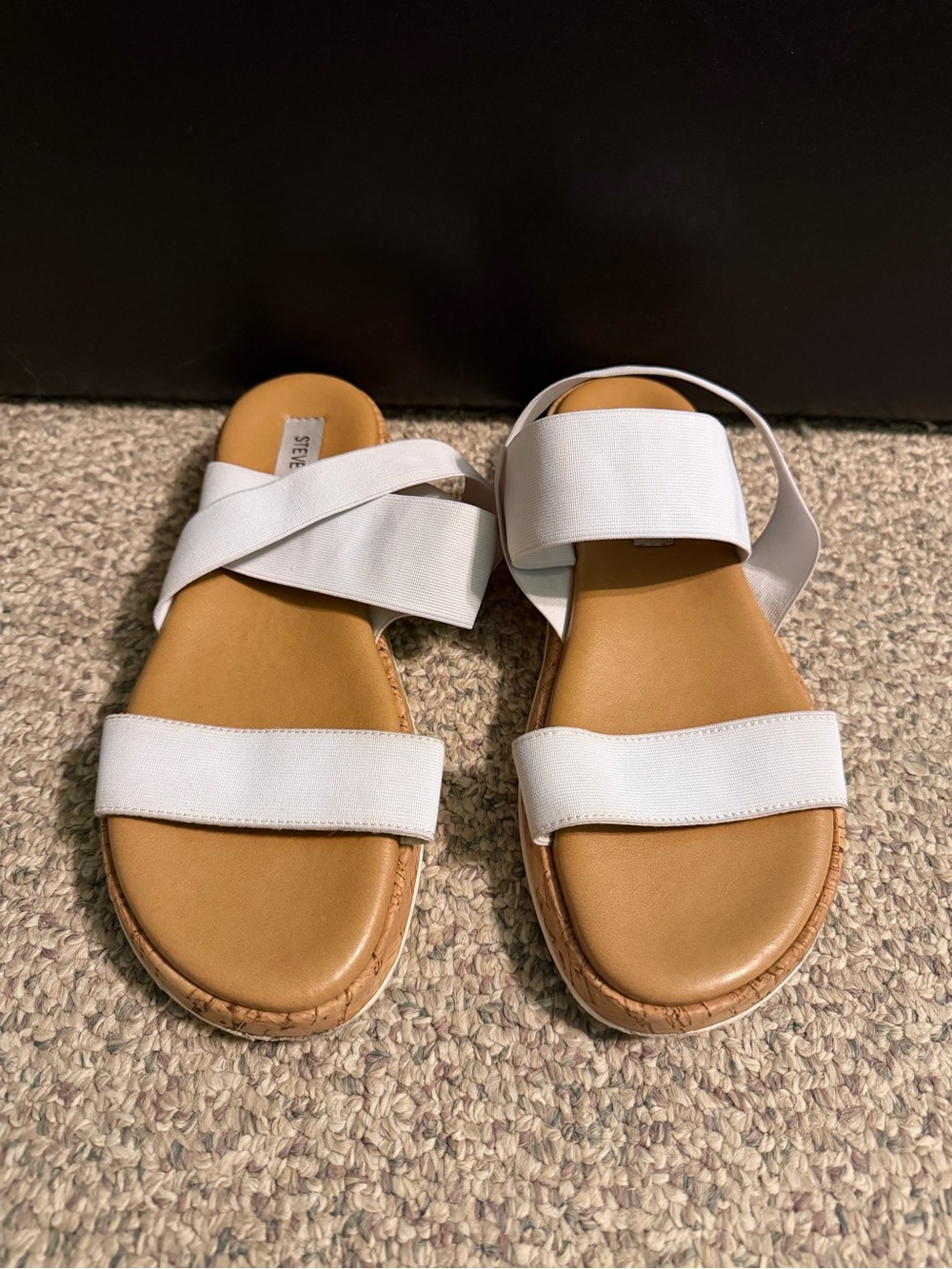 Steve Madden White Cross-Strap Flat Sandals